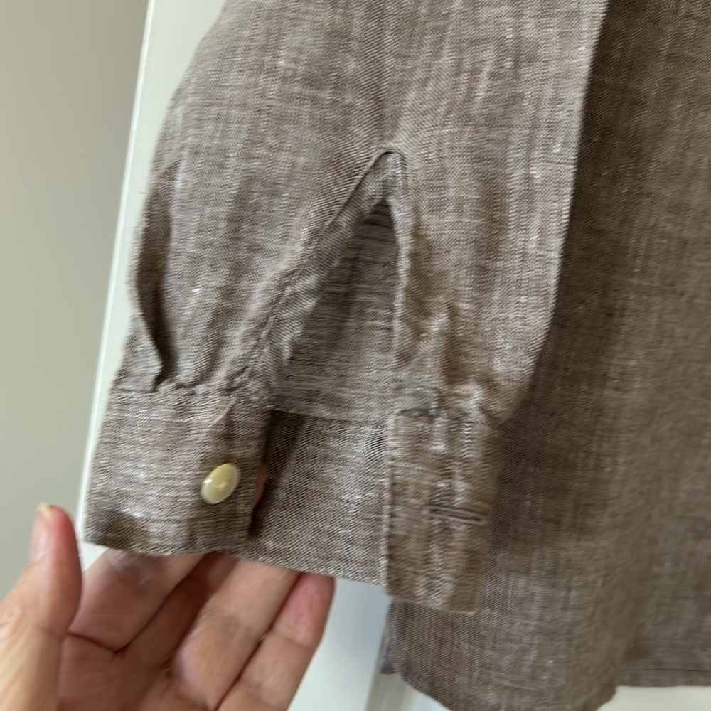 J Jill Love Linen Essential Shirt w Abalone Buttons w MEASUREMENTS! Sz Medium - Picture 7 of 14
